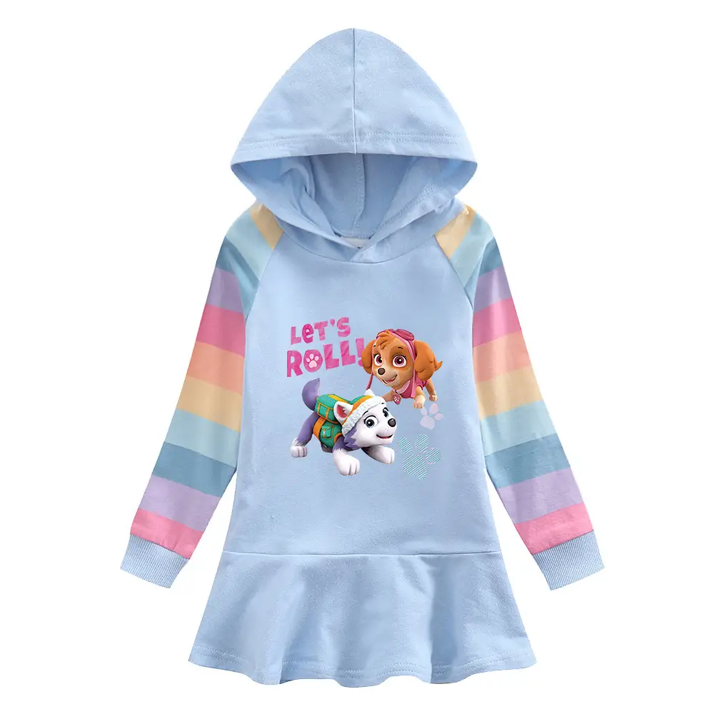 Wang Wang Team Girl's Hooded Sweater Dress Autumn New - Image 9