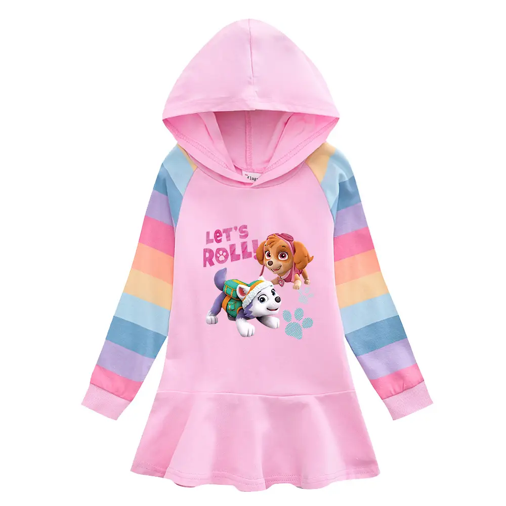 Wang Wang Team Girl's Hooded Sweater Dress Autumn New - Image 4