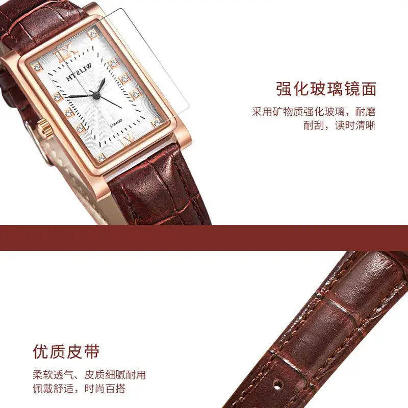 Wolishi Rose Gold Women's Quartz Watch with Brown Leather Strap - Image 8