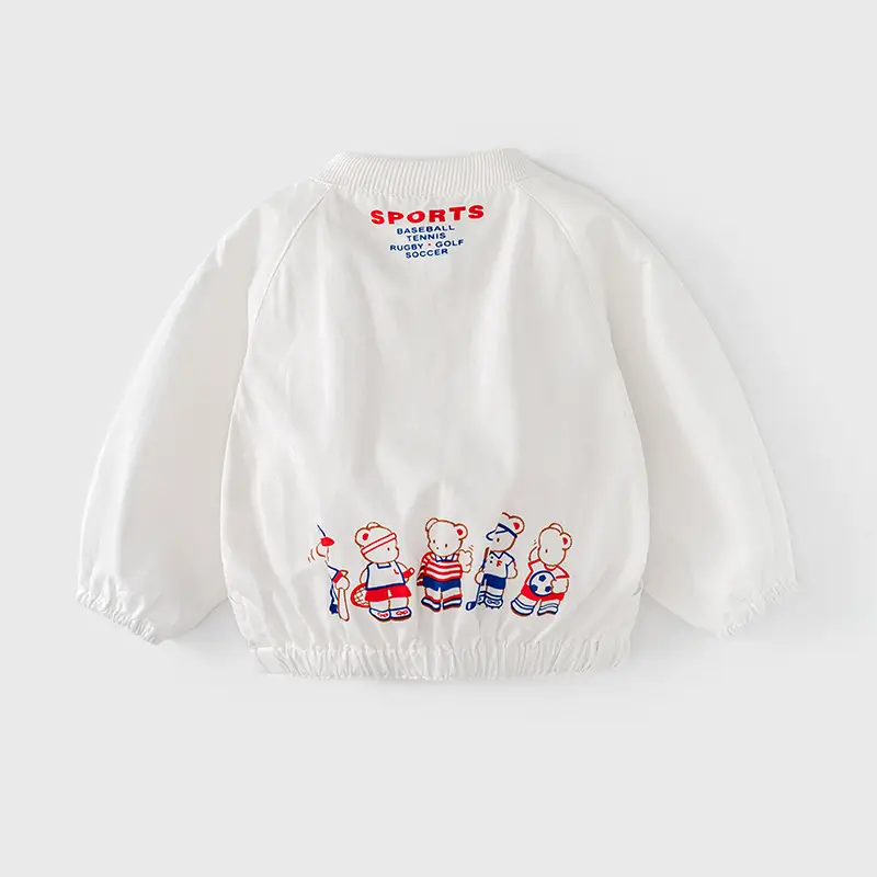 White Korean Style Kids Sweatshirt Bear Print - Image 2