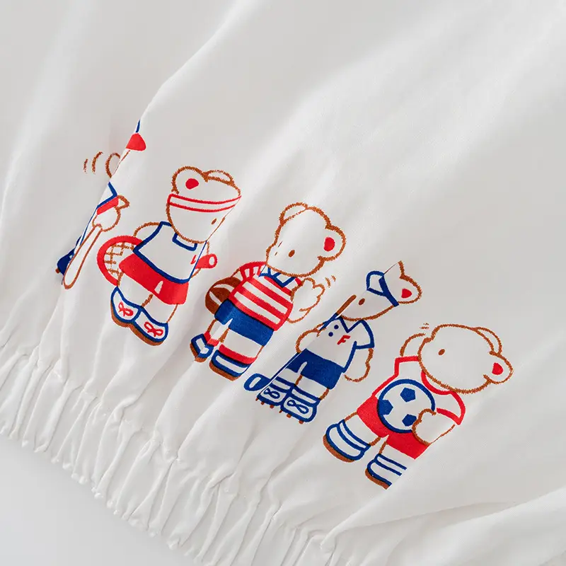 White Korean Style Kids Sweatshirt Bear Print - Image 4