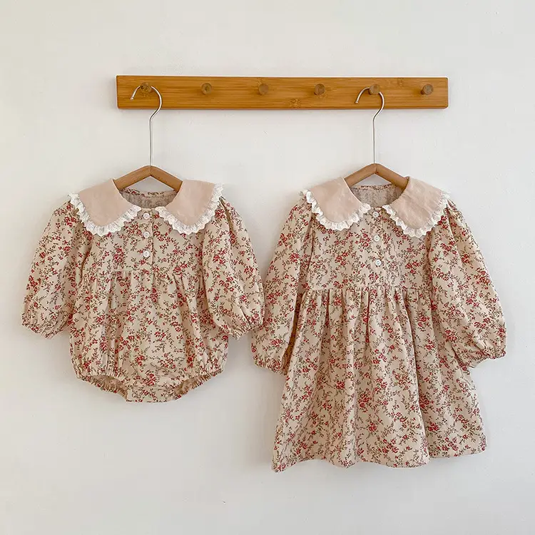 South Korea Children Floral Fleece Dress Set - Image 9