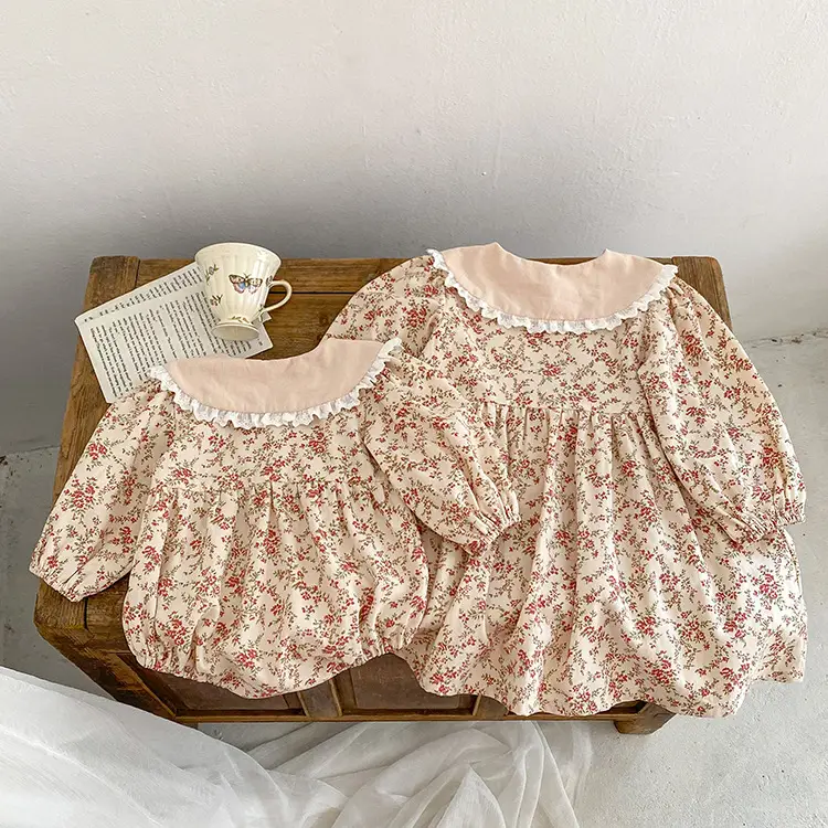 South Korea Children Floral Fleece Dress Set - Image 10