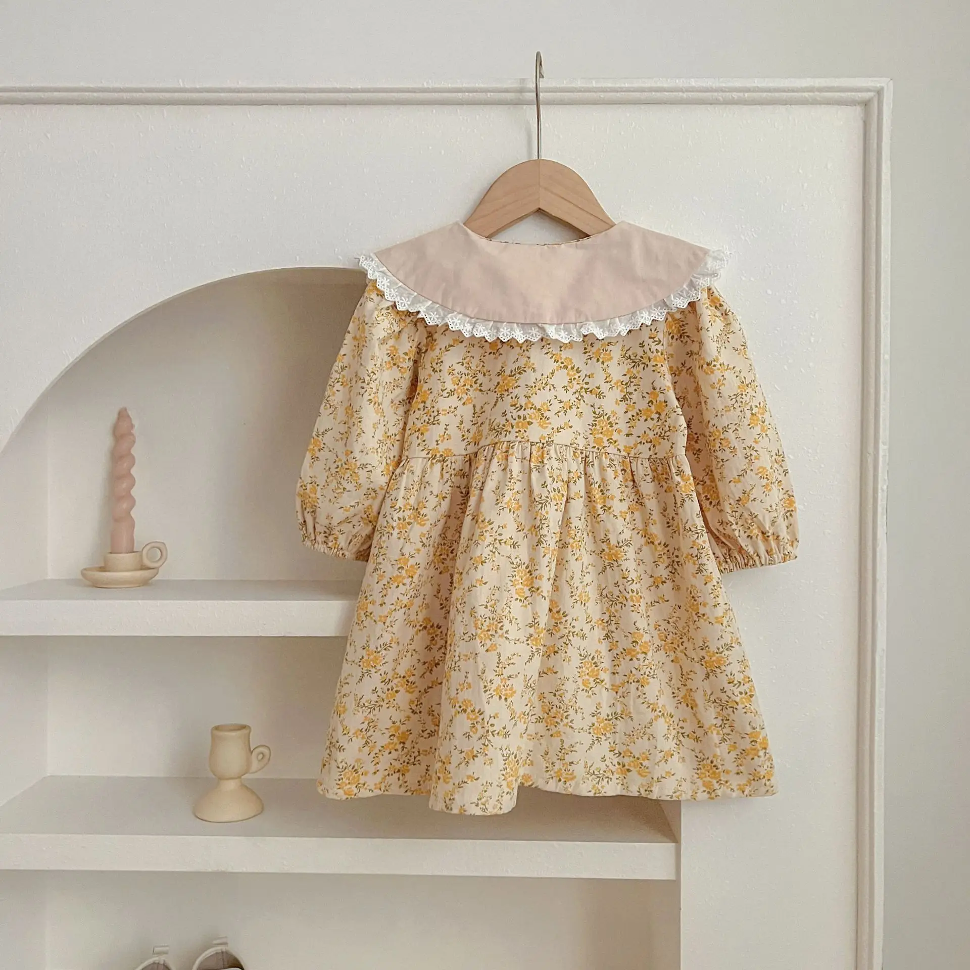 South Korea Children Floral Fleece Dress Set — feature 18