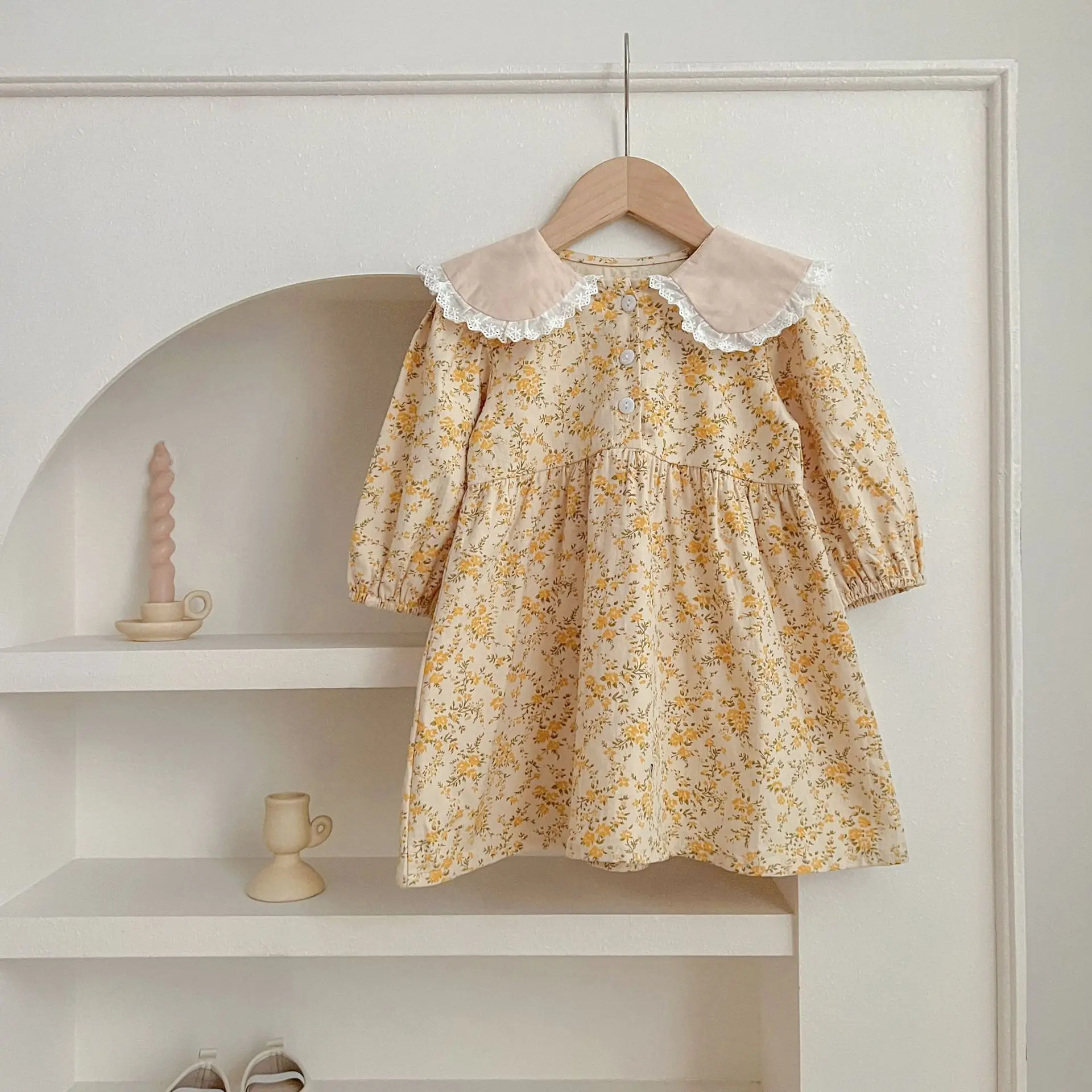 South Korea Children Floral Fleece Dress Set — feature 19