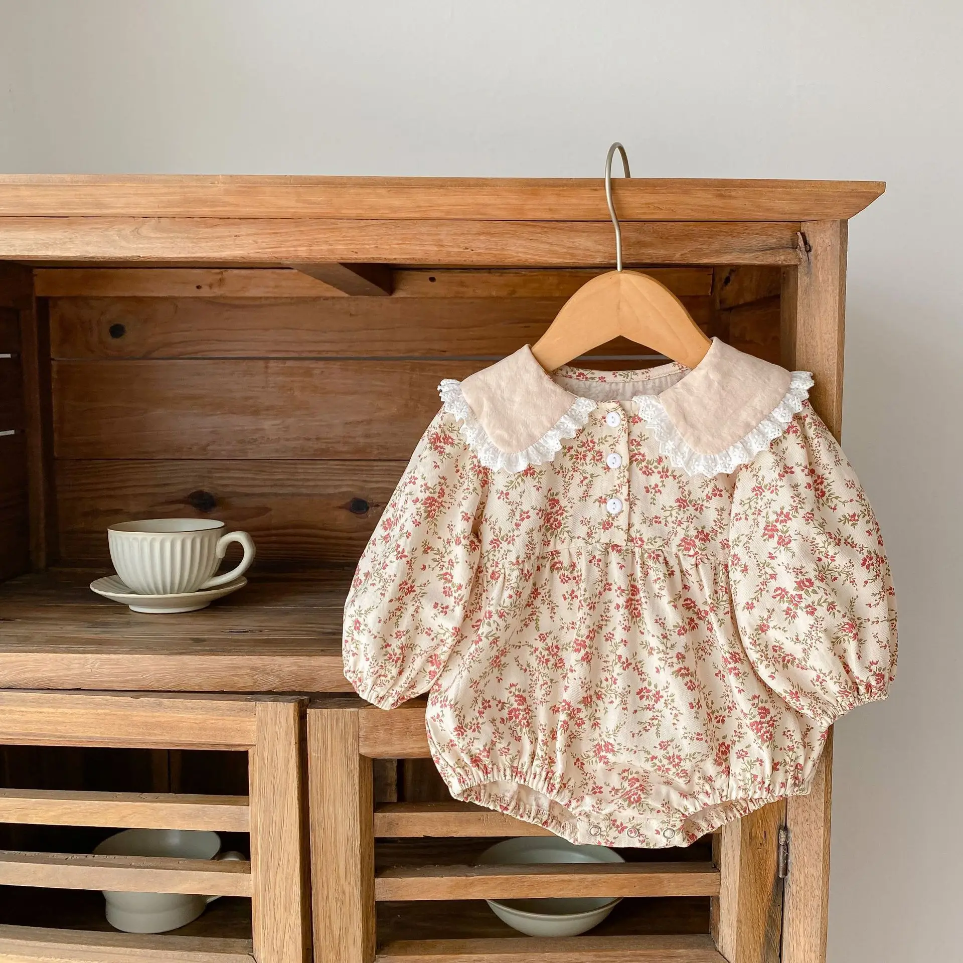 South Korea Children Floral Fleece Dress Set — feature 8