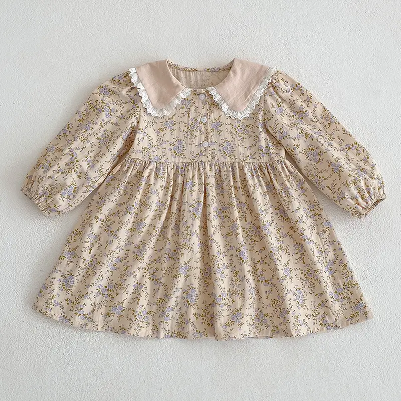South Korea Children Floral Fleece Dress Set - Image 7