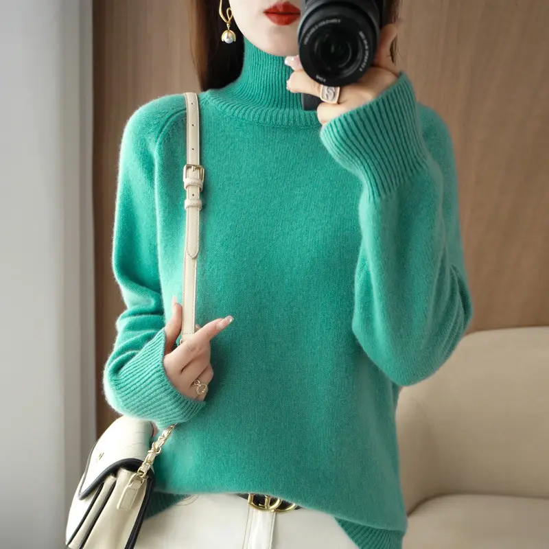 Women's 25W Turtleneck Knitwear Teal Export - Image 15