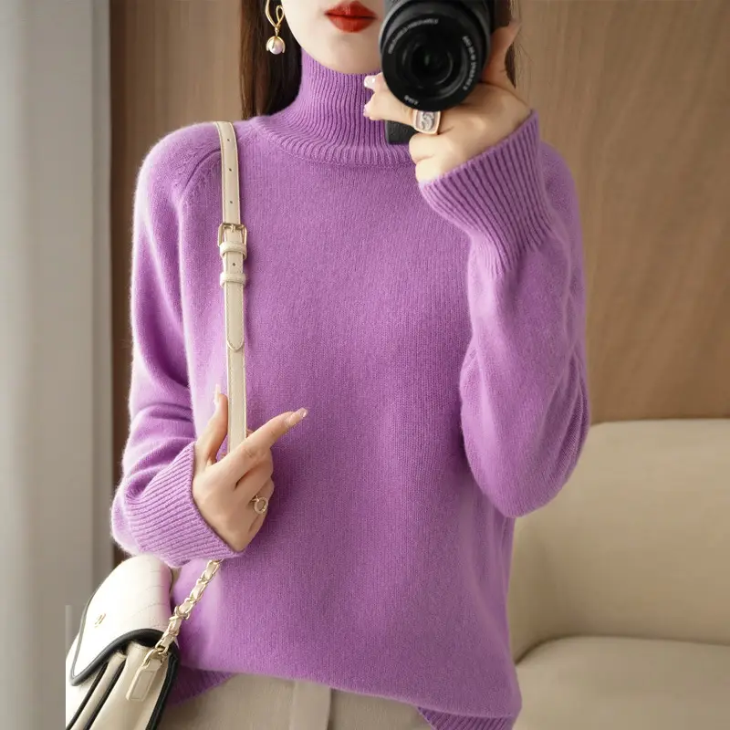 Women's 25W Turtleneck Knitwear Teal Export - Image 7
