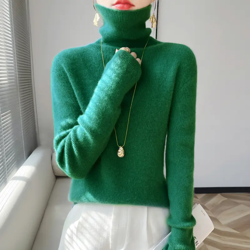 Women's 25W Turtleneck Knitwear Teal Export — feature 13
