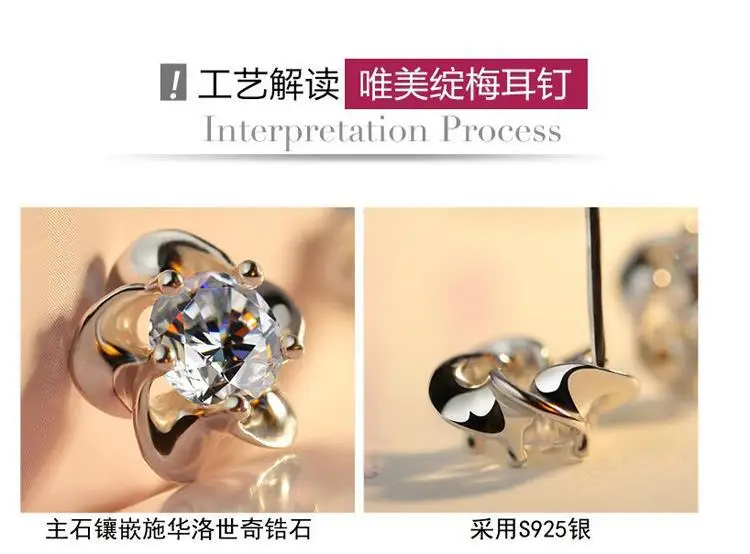 S925 Silver Flower Earrings with Zircon Stones — feature 2