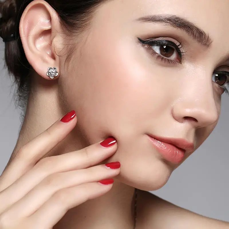 S925 Silver Flower Earrings with Zircon Stones — feature 26