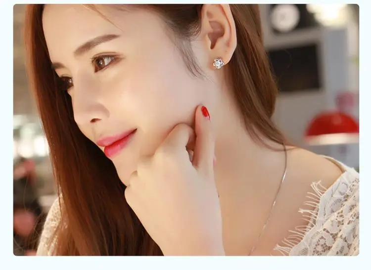 S925 Silver Flower Earrings with Zircon Stones — feature 27