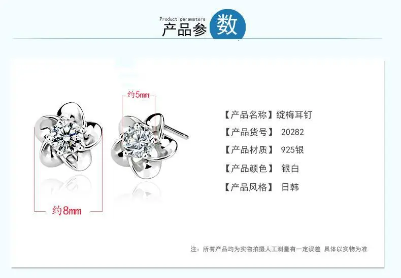 S925 Silver Flower Earrings with Zircon Stones — feature 28