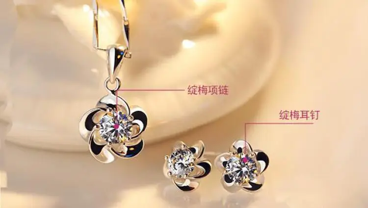 S925 Silver Flower Earrings with Zircon Stones — feature 29
