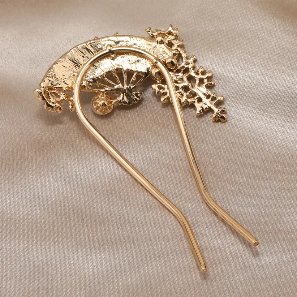 Folding Hairpin with Pearl & Crystal Design for Women