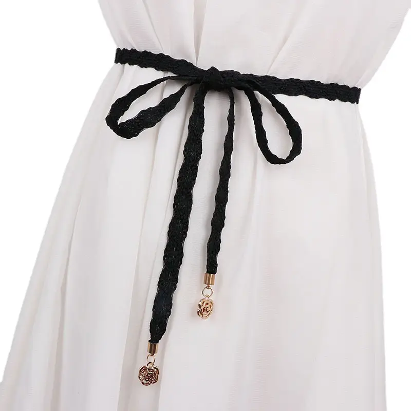 Black Bow Belt with Gold Accents for Women's Dresses - Image 17