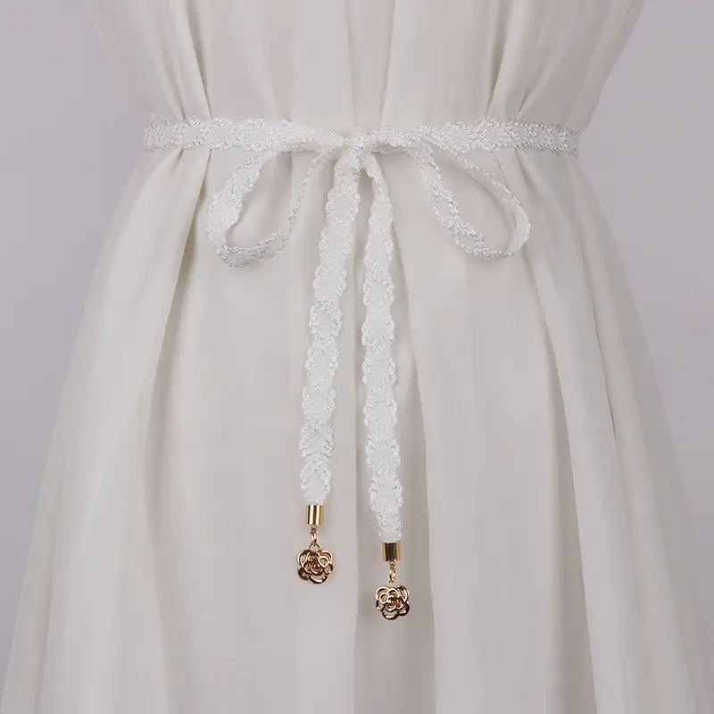 Black Bow Belt with Gold Accents for Women's Dresses - Image 2