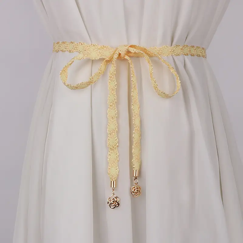 Black Bow Belt with Gold Accents for Women's Dresses - Image 5