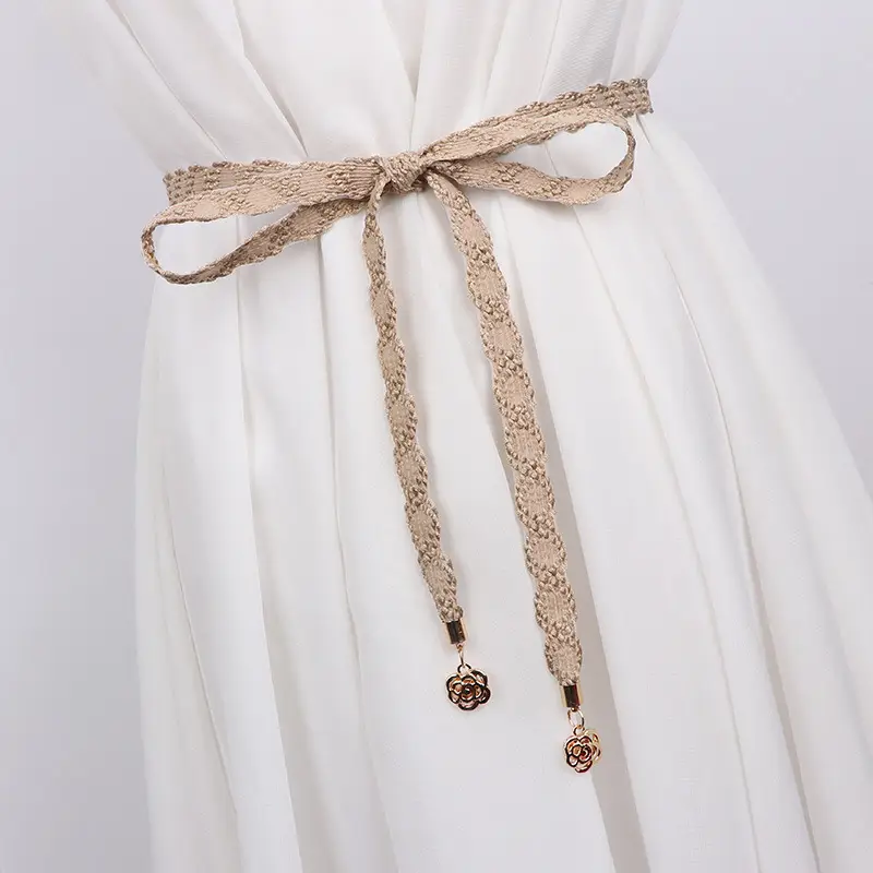 Black Bow Belt with Gold Accents for Women's Dresses - Image 9