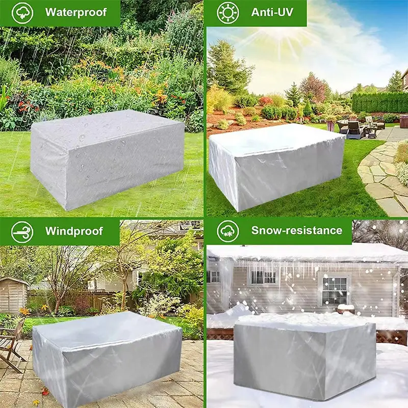 Modern Silver Waterproof Outdoor Furniture Cover 210D - Image 3