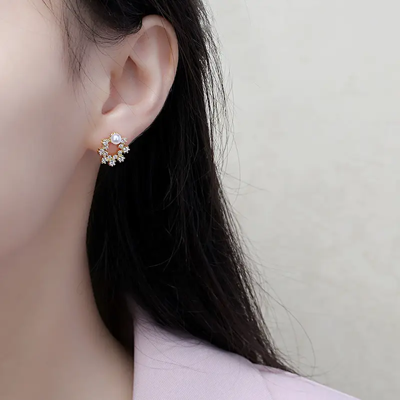 Korean Flower Pearl Earrings for Women - Image 4
