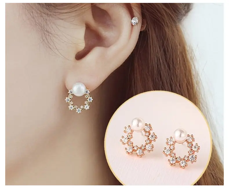 Korean Flower Pearl Earrings for Women — feature 43