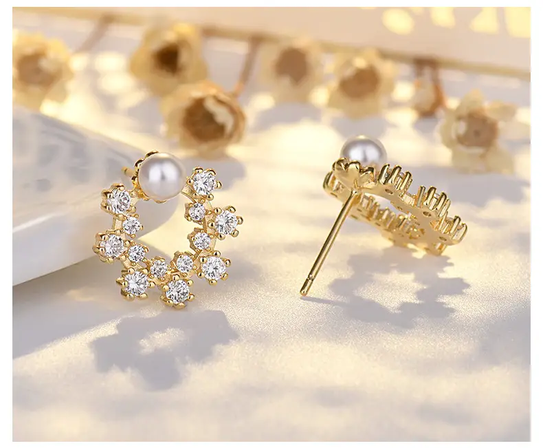 Korean Flower Pearl Earrings for Women — feature 46