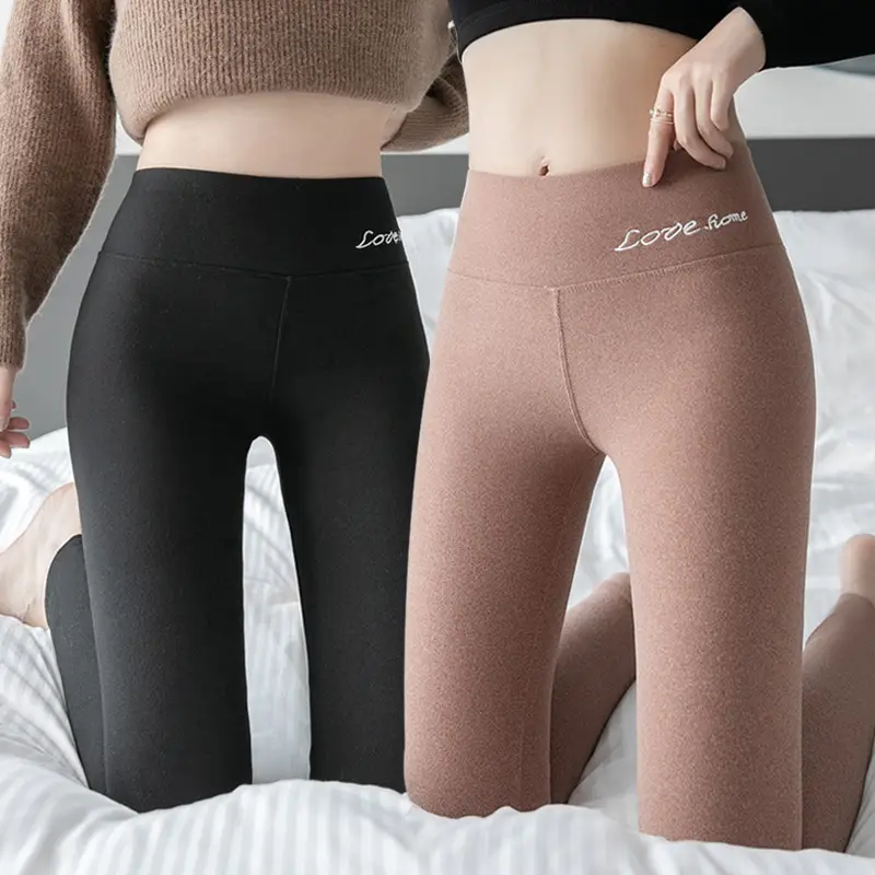 Grey High Waist Seamless Embroidered Leggings for Women