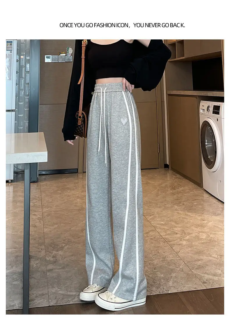 Women Slim Straight Wide Leg Pants Grey Spring 2026 — feature 21