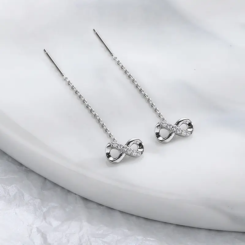 8 Character Diamond Tassel Earrings for Women - Image 4