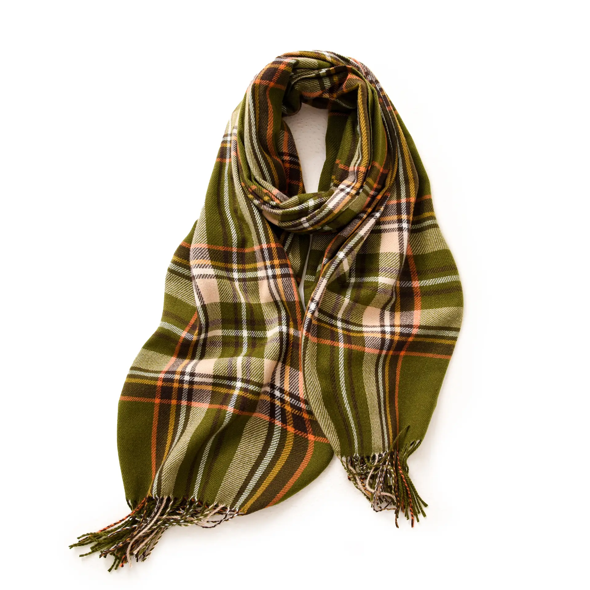 Women's Plaid Tassel Scarf Winter Warm Blue - Image 3