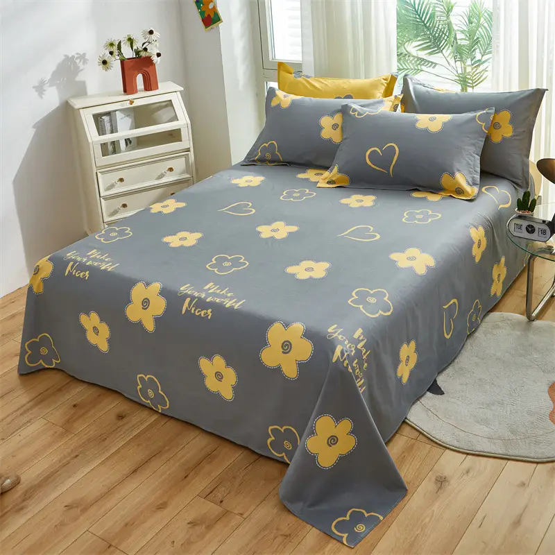 Cotton Single Bed Sheet 12868 Soft Yellow - Image 13
