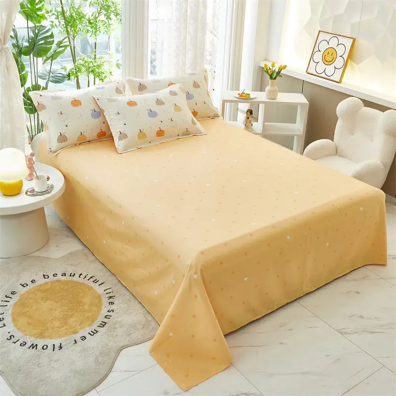 Cotton Single Bed Sheet 12868 Soft Yellow - Image 29