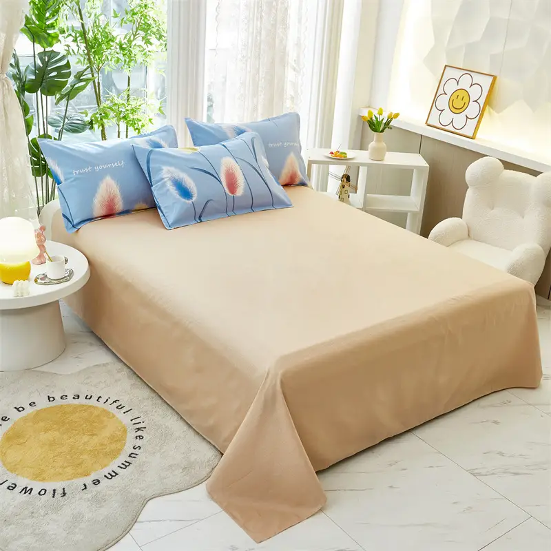 Cotton Single Bed Sheet 12868 Soft Yellow - Image 30