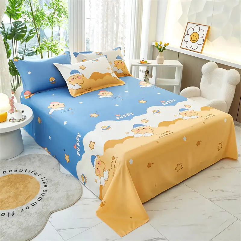 Cotton Single Bed Sheet 12868 Soft Yellow - Image 33