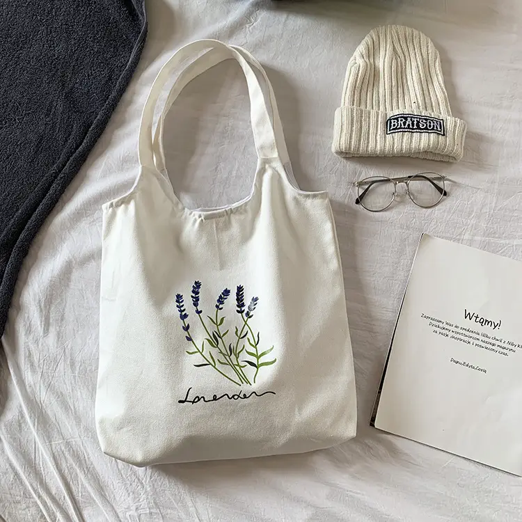 New Canvas Bag Women's Shoulder Fresh Style Artistic Student Schoolbag Korean Style Lavender Cloth Bag Women's Canvas — feature 15