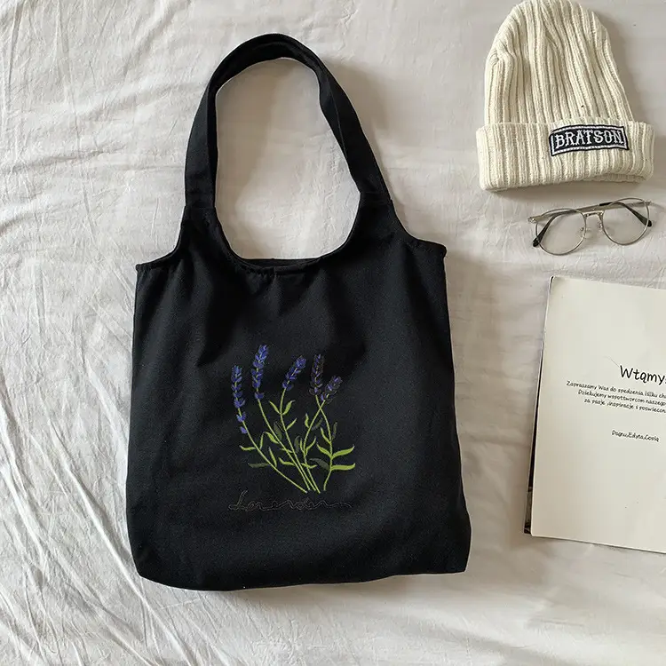 New Canvas Bag Women's Shoulder Fresh Style Artistic Student Schoolbag Korean Style Lavender Cloth Bag Women's Canvas — feature 16