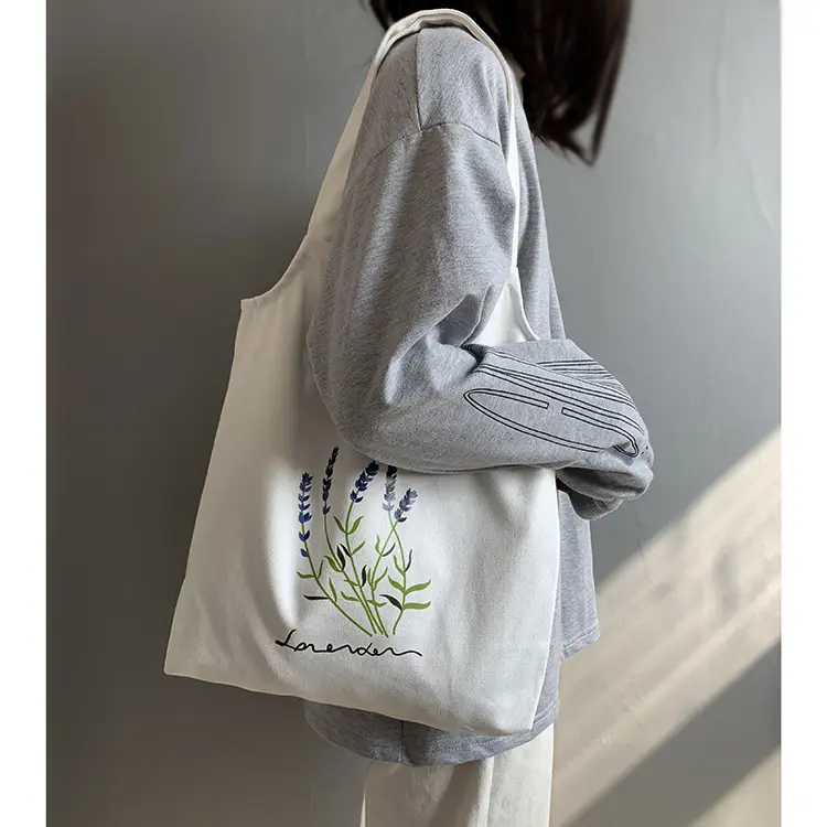 New Canvas Bag Women's Shoulder Fresh Style Artistic Student Schoolbag Korean Style Lavender Cloth Bag Women's Canvas — feature 7