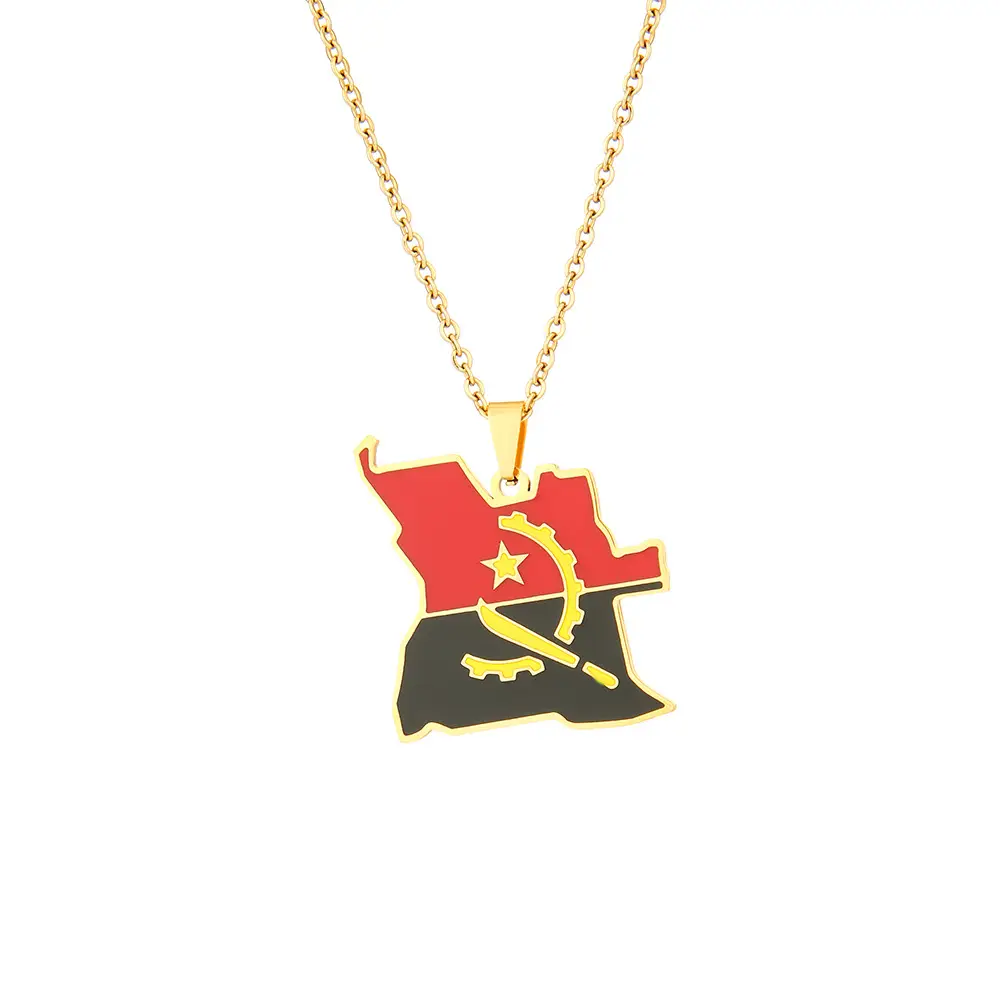 Stainless Steel Angola Map Necklace for Men Women - Image 5