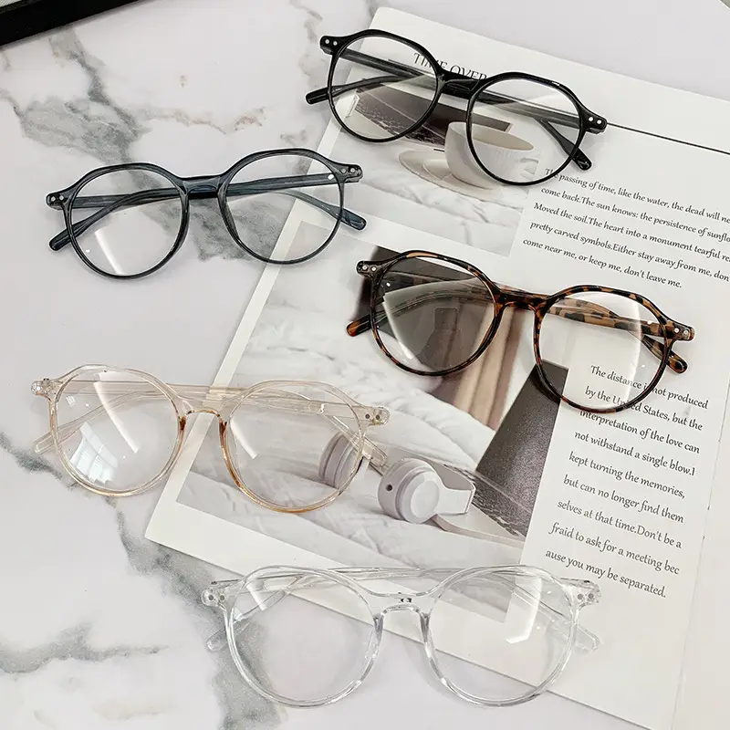 Women's Trendy Round Anti-Blue Light Glasses Flat Frame