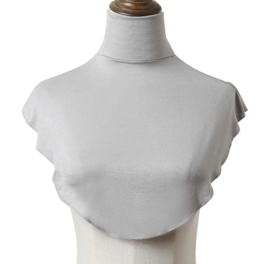 Grey Mercerized Cotton Turtleneck Cover Neck Spot H010