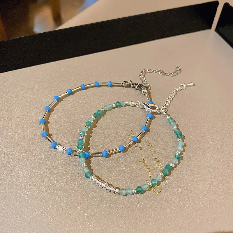 Blue Beaded Net Bracelet for Women - Image 5