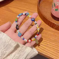 Blue Beaded Net Bracelet for Women — feature 4