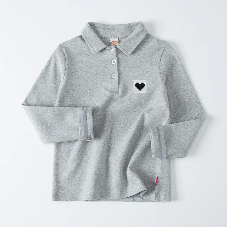 Pink Cotton Long Sleeve Lapel Boys T-Shirt Large