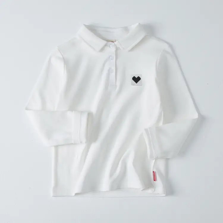 Pink Cotton Long Sleeve Lapel Boys T-Shirt Large