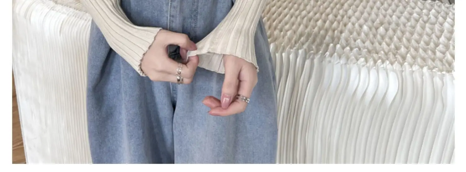 Fake Two-Piece Knit Sweater for Women Black Slim Fit — feature 26