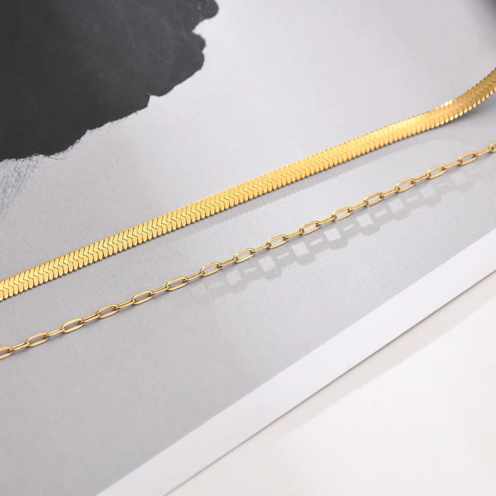 24k Gold Double Layer Snake Bone Chain