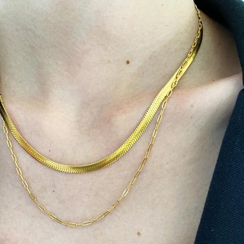 24k Gold Double Layer Snake Bone Chain