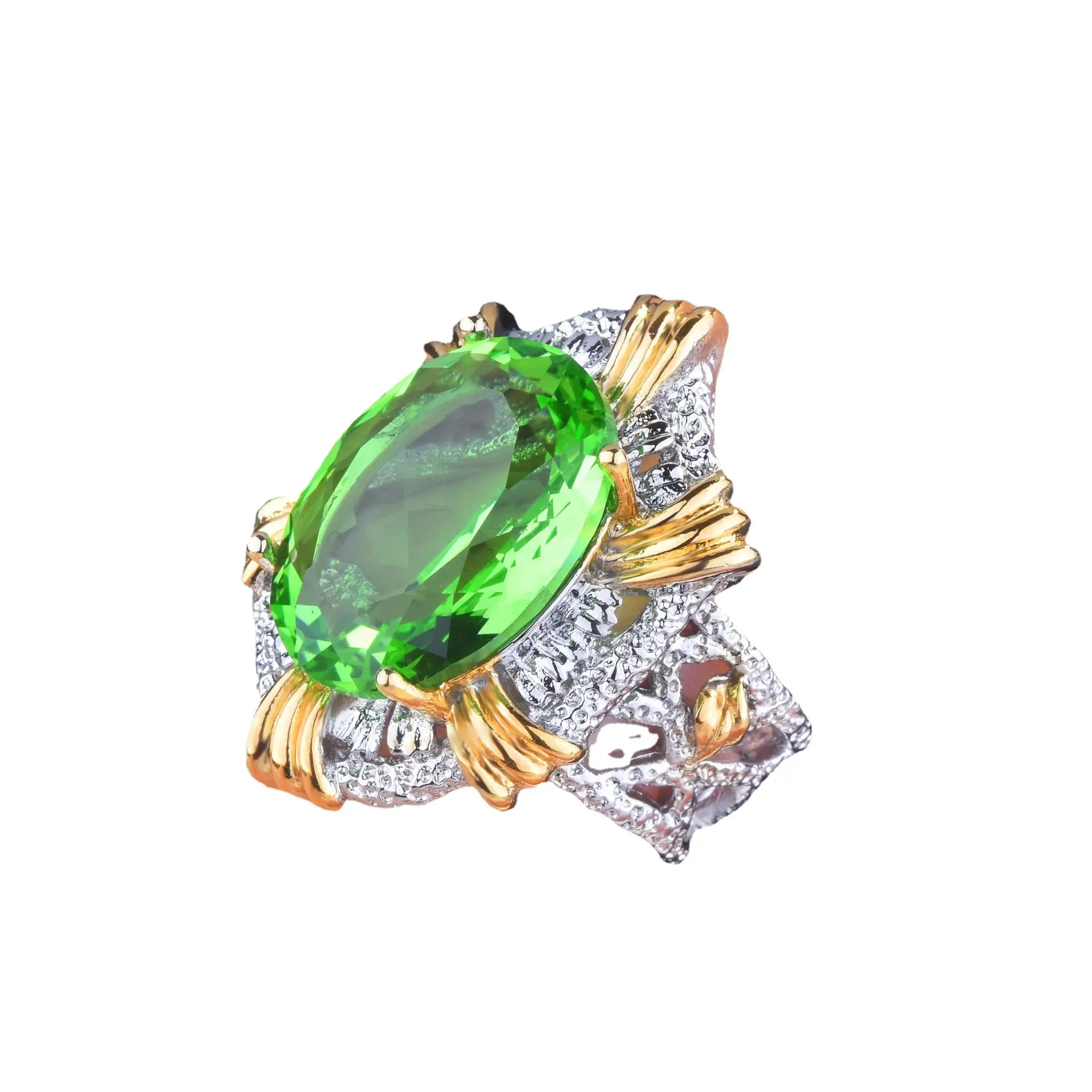 Italian Craft Emerald Pendant Open Ring Bracelet Set - Image 17